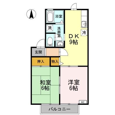 サニーコート治平(2DK/2階)の間取り写真
