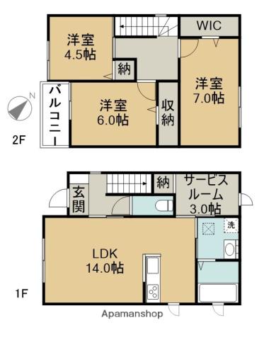 東海道本線 清洲駅 徒歩10分 2階建 新築(3SLDK)の間取り写真