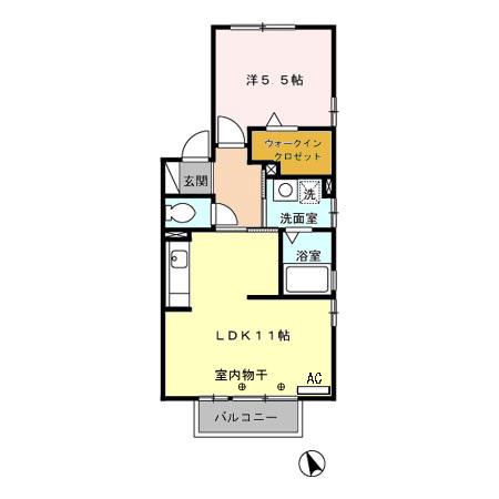 レジデンス ミツ2 B棟(1LDK/2階)の間取り写真