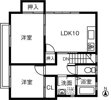 下津ハウス(2LDK)の間取り写真