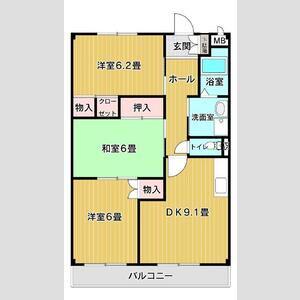 フローラ日ノ出(3DK/2階)の間取り写真