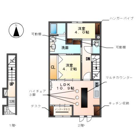 メゾン ボヌール(2LDK/2階)の間取り写真
