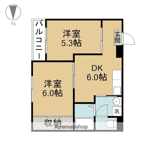 シンプルライフ(2DK/1階)の間取り写真