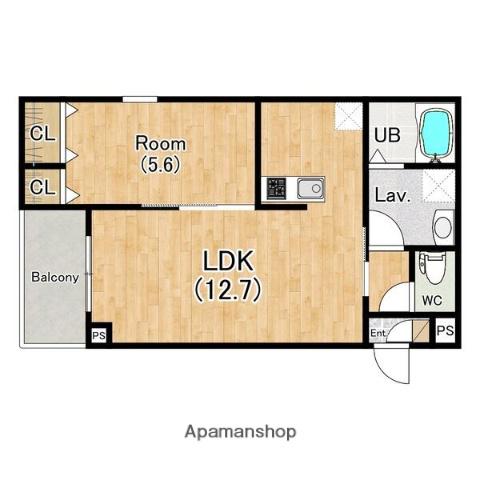 ジーメゾン清須アウラ(1LDK/1階)の間取り写真