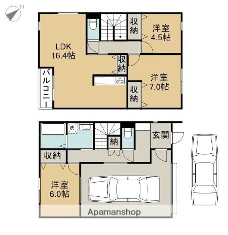 東海道本線 稲沢駅 徒歩18分 2階建 新築(3LDK)の間取り写真
