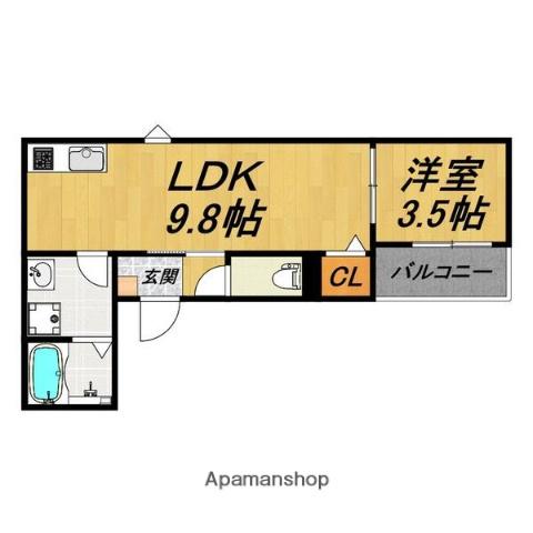 LECOCON稲沢Ⅳ(1LDK/1階)の間取り写真