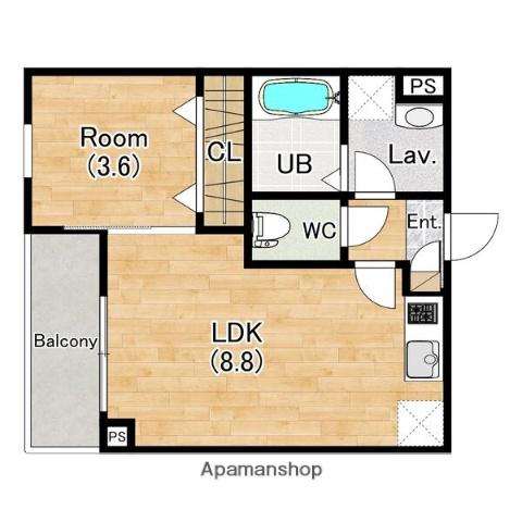 ジーメゾン清州グレイス(1LDK/2階)の間取り写真