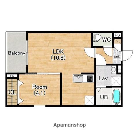 ジーメゾン清州グレイス(1LDK/2階)の間取り写真