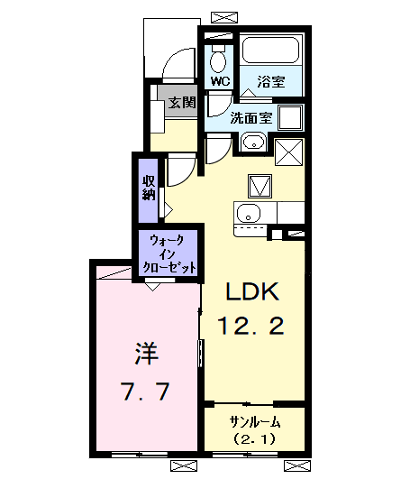 エルディーアールA(1LDK/1階)の間取り写真