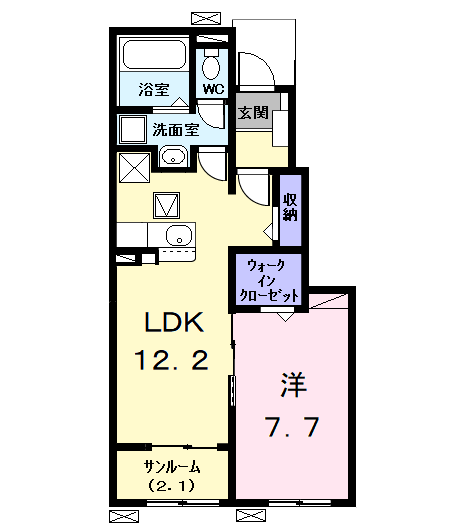 エルディーアールA(1LDK/1階)の間取り写真