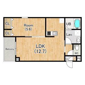 ジーメゾン清須アウラ(1LDK/2階)の間取り写真