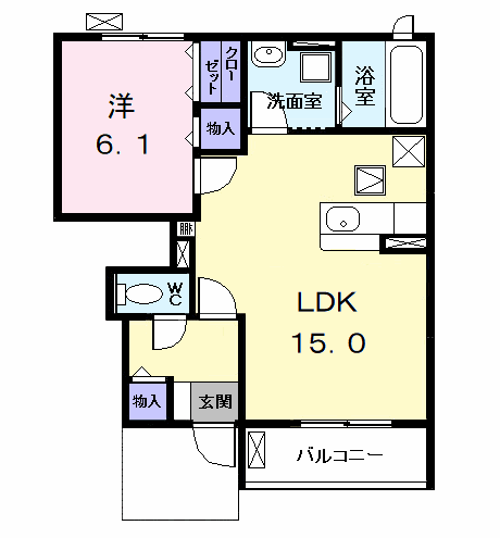 LE REVE(1LDK/1階)の間取り写真
