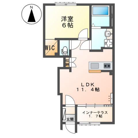 あま市下萱津アパート(1LDK/1階)の間取り写真