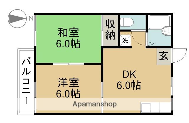グリーンコーポ蟹江E棟(2DK/2階)の間取り写真