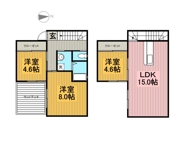 名鉄津島線 木田駅 徒歩3分 2階建 築15年(3LDK)の間取り写真