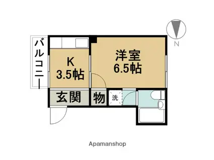 名鉄名古屋本線 二ツ杁駅 徒歩4分 2階建 築36年(1K/1階)の間取り写真