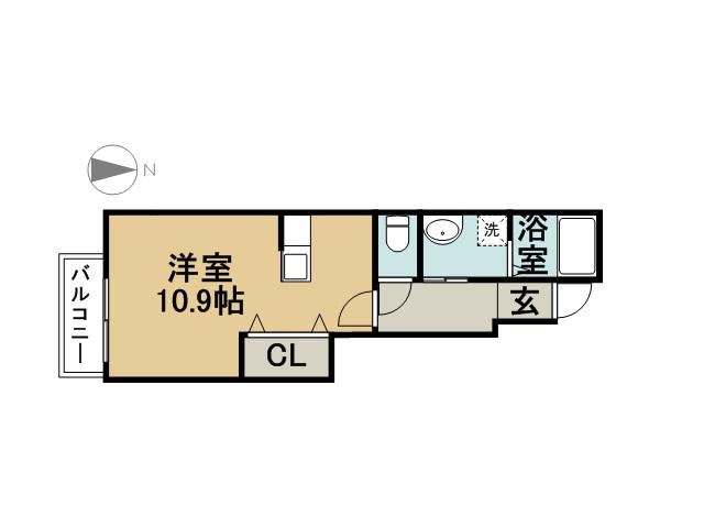 ラ・ヴィータ(ワンルーム/1階)の間取り写真