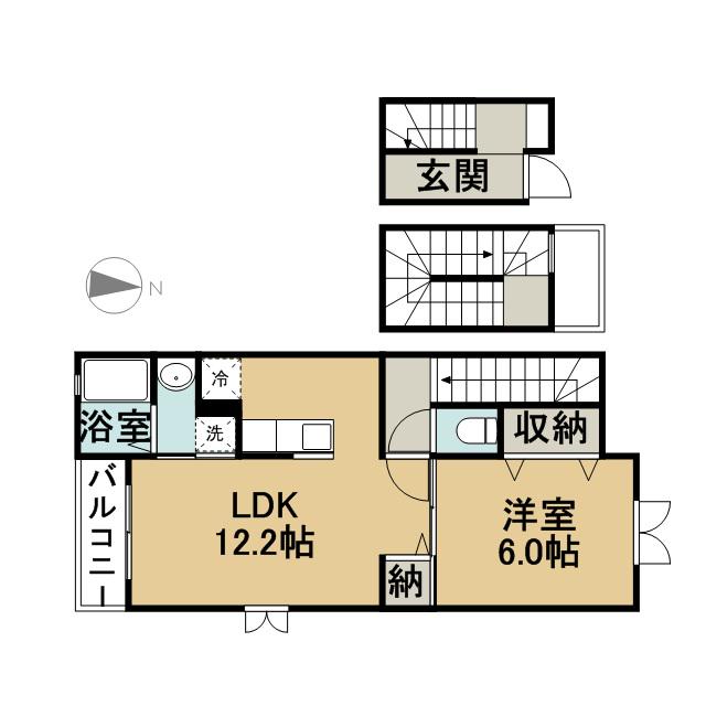 プラシードⅡ(1LDK/3階)の間取り写真