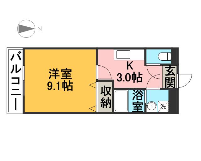 ハバナ ガーデン(1K/2階)の間取り写真