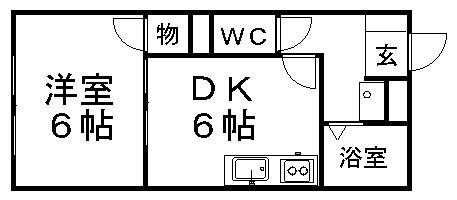 アムールフローラ(1DK/2階)の間取り写真