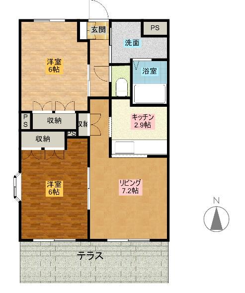 エル・シャトーS(2LDK/2階)の間取り写真
