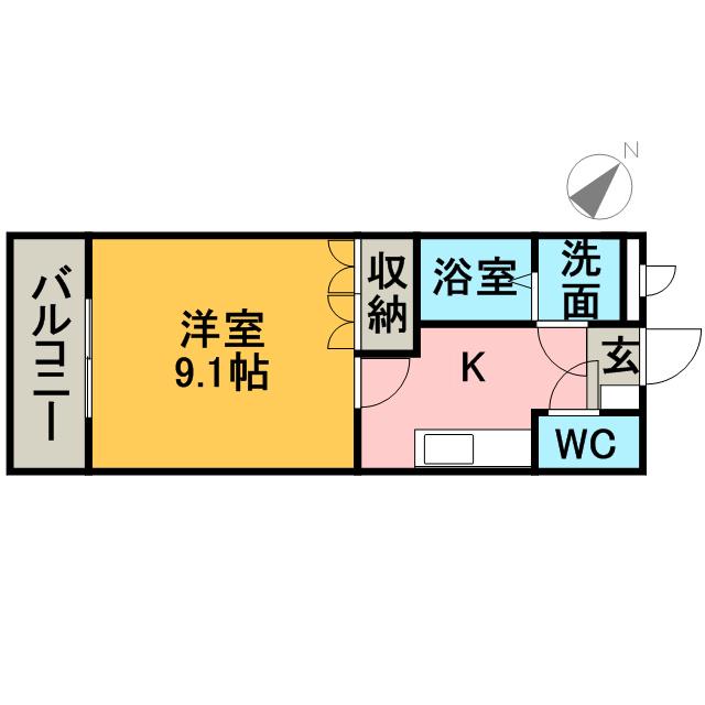 エル・シャトーW(1K/2階)の間取り写真