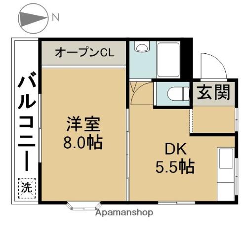 リバーサイドみわ(1DK/2階)の間取り写真