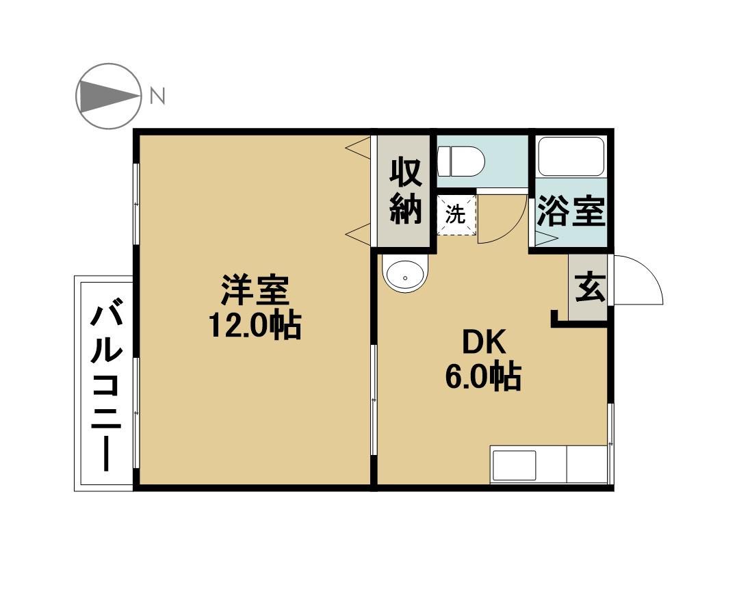 サンハイツ須ヶ口2(1DK/2階)の間取り写真