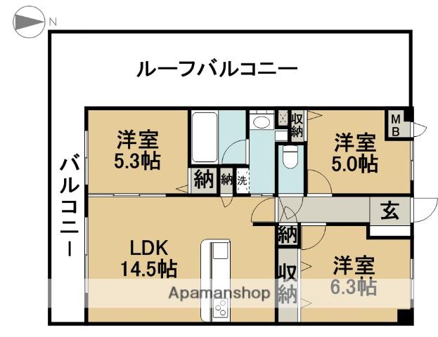 THEPARKTOKINOTERRACE(3LDK/6階)の間取り写真
