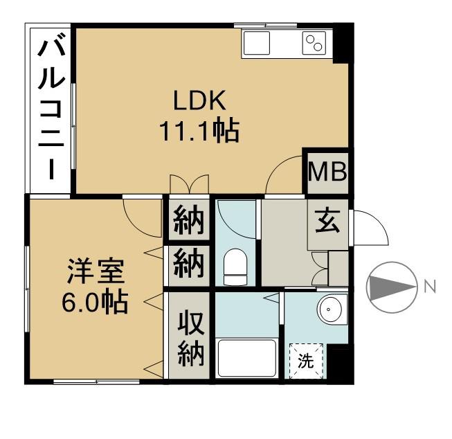 スタジオーネ(1LDK/2階)の間取り写真