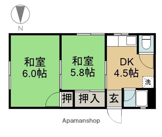七宝グリーンハウス(2K/2階)の間取り写真