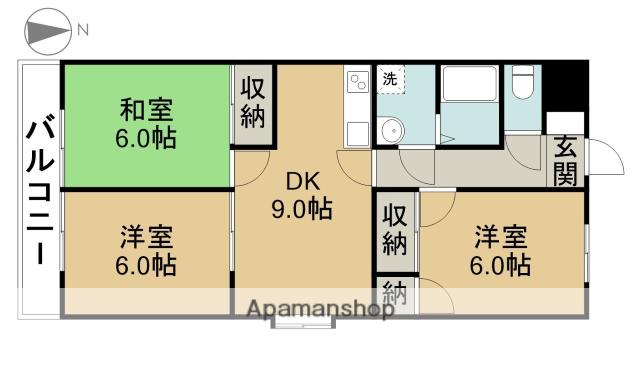 AMOURMIWA(3DK/2階)の間取り写真