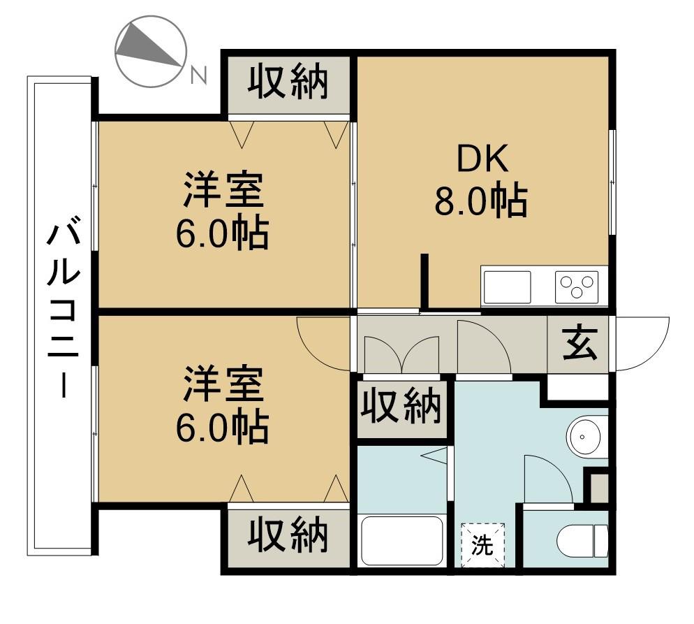 アークハイツ(2DK/2階)の間取り写真