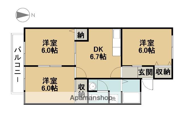 アビタシオンA(3DK/2階)の間取り写真