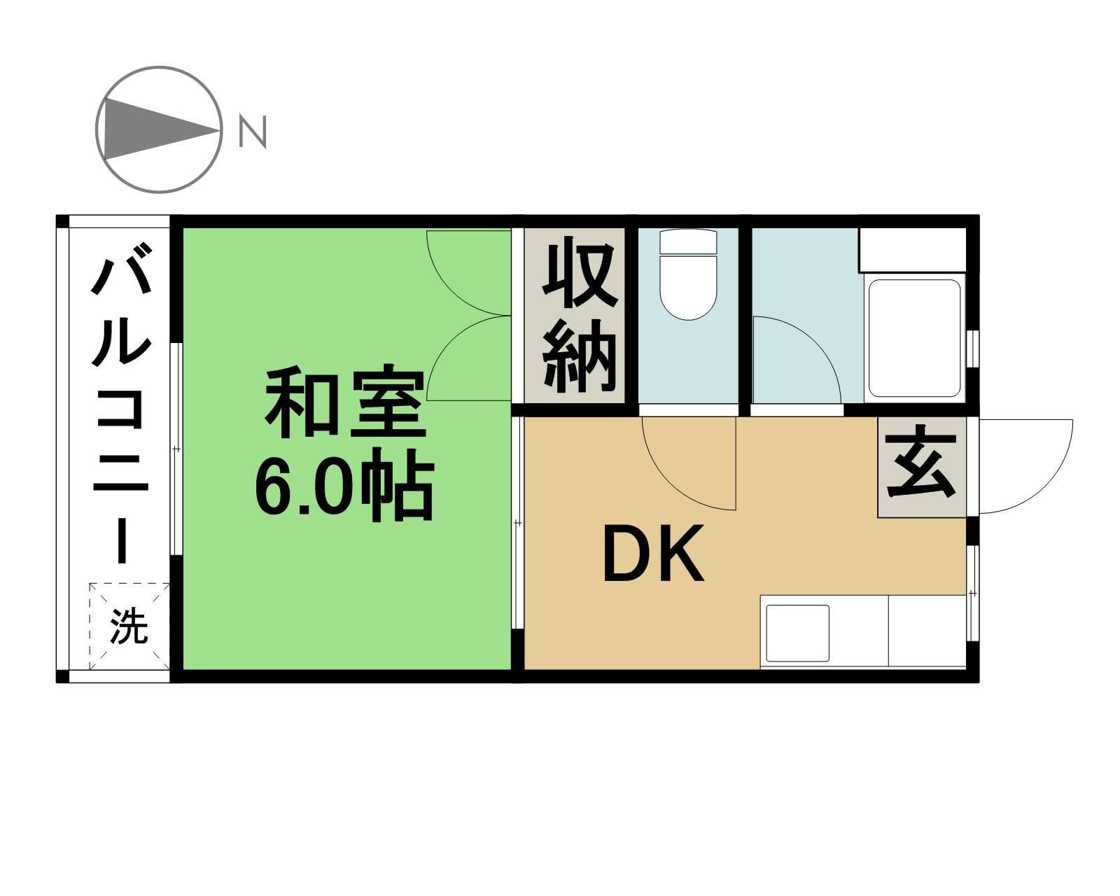 サンライフ高畑(1DK/1階)の間取り写真
