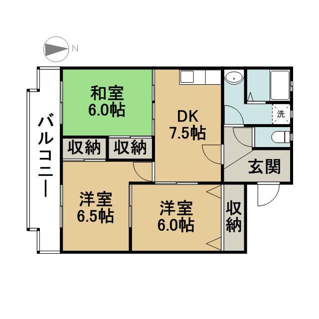 サンハイツ(3DK/1階)の間取り写真