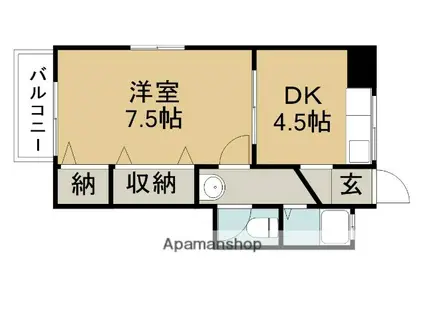 サンホーム五条C棟(1DK/1階)の間取り写真