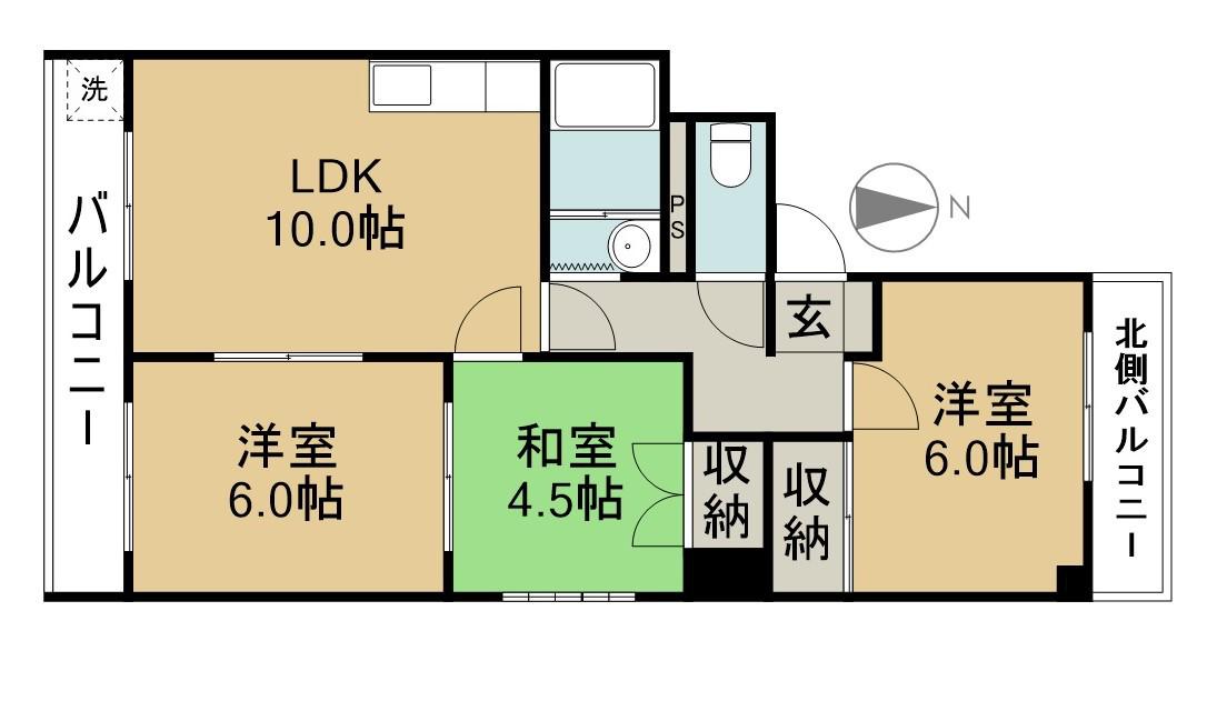 コーポ舘(3LDK/2階)の間取り写真