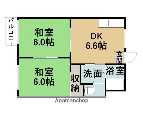 タウン松葉(2DK/2階)の間取り写真