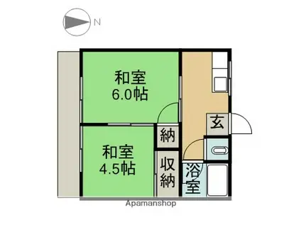宝南荘(2K/1階)の間取り写真