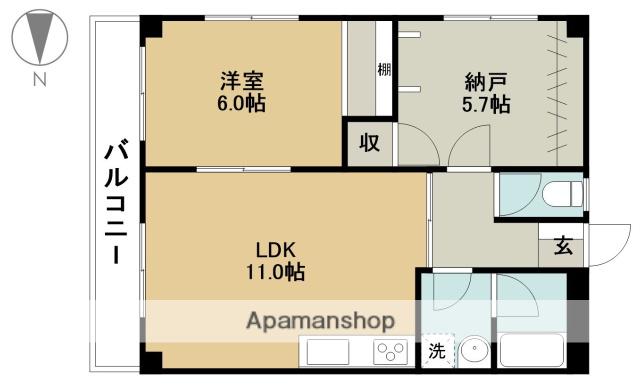 セントA-Ⅱ(1SLDK/2階)の間取り写真