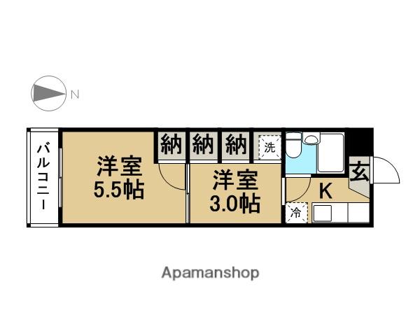 ガーデンハイツ神山(2K/3階)の間取り写真