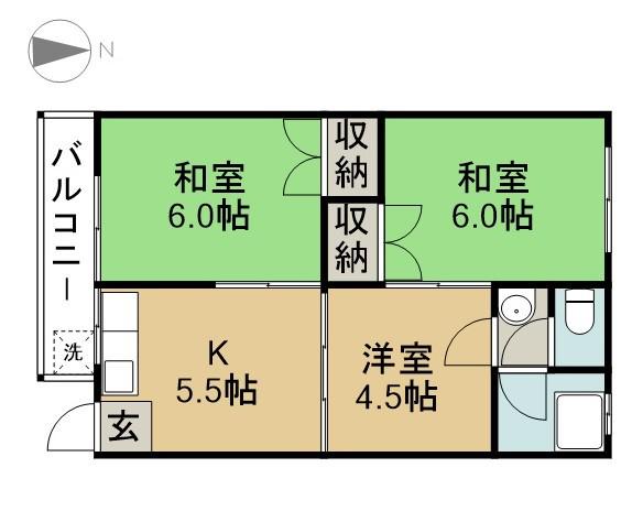 コーポサンワ(3K/2階)の間取り写真
