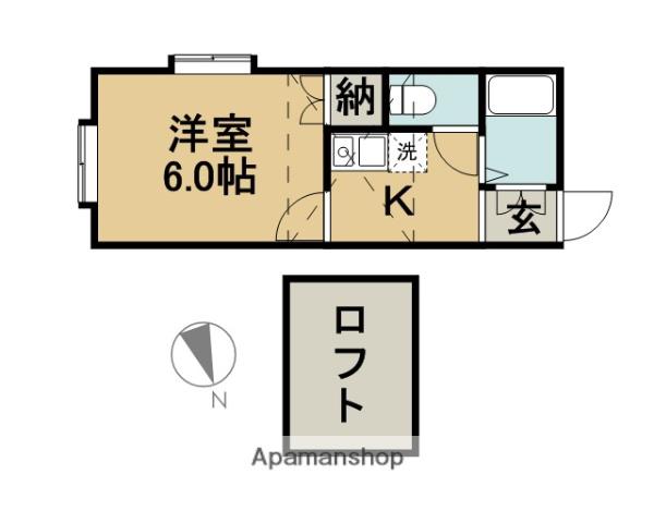 プライムコート(1K/2階)の間取り写真