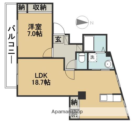八幡マンション(1LDK/4階)の間取り写真