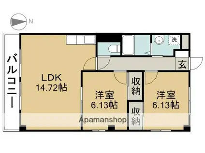 アパートメントキダ S(2LDK/1階)の間取り写真