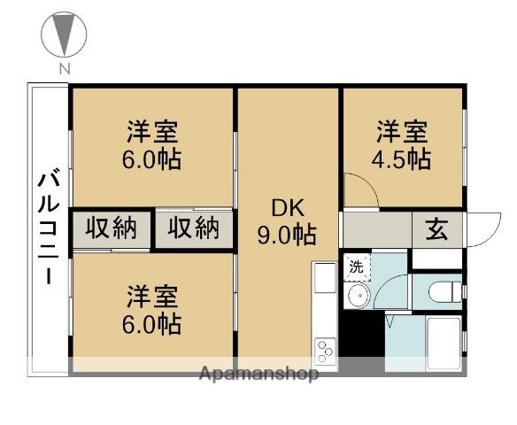 新清洲グリーンホーム(3DK/8階)の間取り写真