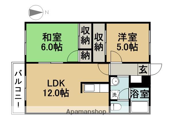 サーディアム妙興寺(2LDK/2階)の間取り写真