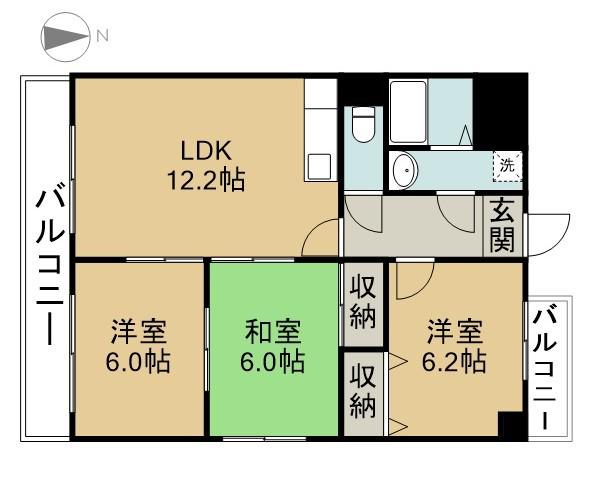 ハピネス五反田(3LDK/2階)の間取り写真