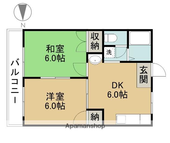 ニューシティー越津(2DK/2階)の間取り写真